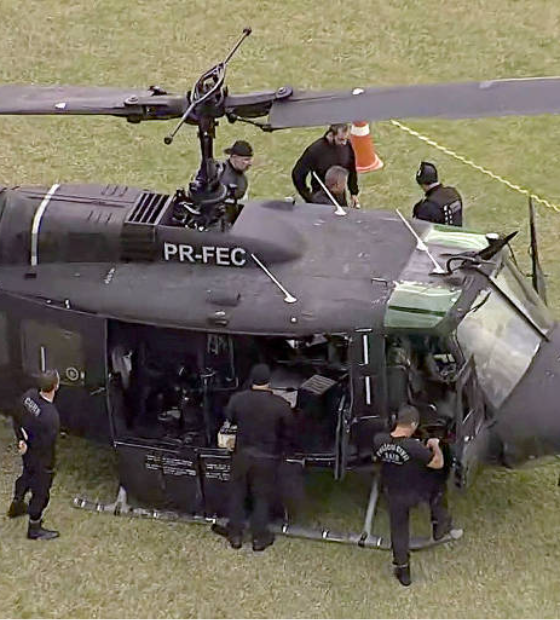 Helicóptero da polícia do RJ atinge fiação elétrica durante troca de tiros