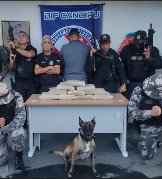 Mais de 10 kg de drogas são apreendidas com ajuda de cão farejador da PM de Santarém
