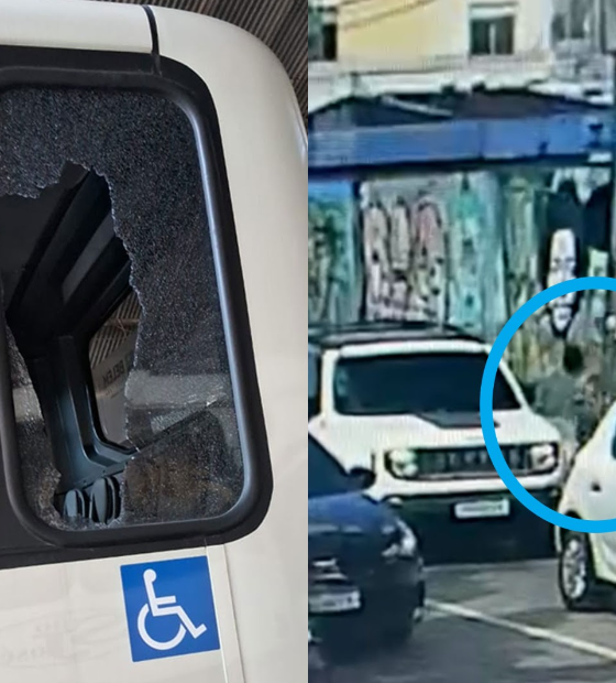 Forças de Segurança identificam homem que atirou pedra em ônibus geladão