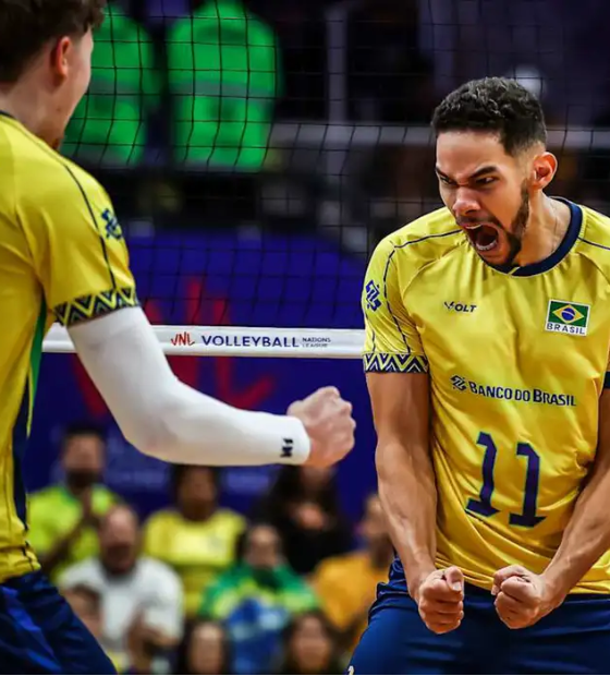 Brasil faz seu melhor jogo na Liga das Nações de vôlei e tira invencibilidade da Eslovênia