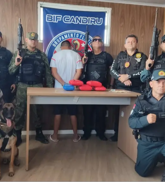 Fiscalização da Base ‘Candiru’ prende suspeito com 6,6 kg de entorpecentes