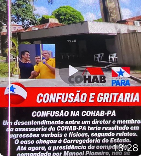 Assessor dito “protegido” do presidente da Cohab ataca diretor e servidora e vira caso de Polícia