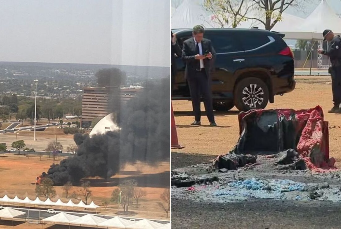 Incêndio atinge banheiros químicos na Esplanada dos Ministérios